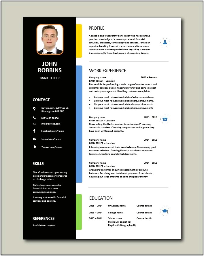 Skills And Abilities Resume Examples Bank Teller
