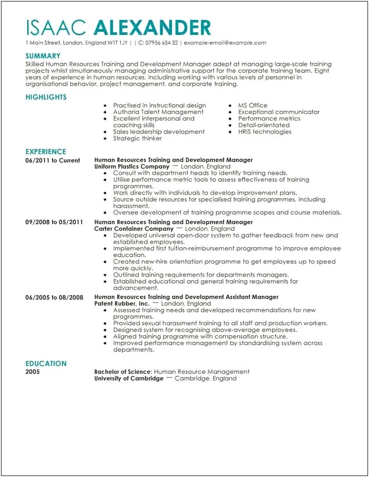 Skills And Highlights For A Coaching Resume