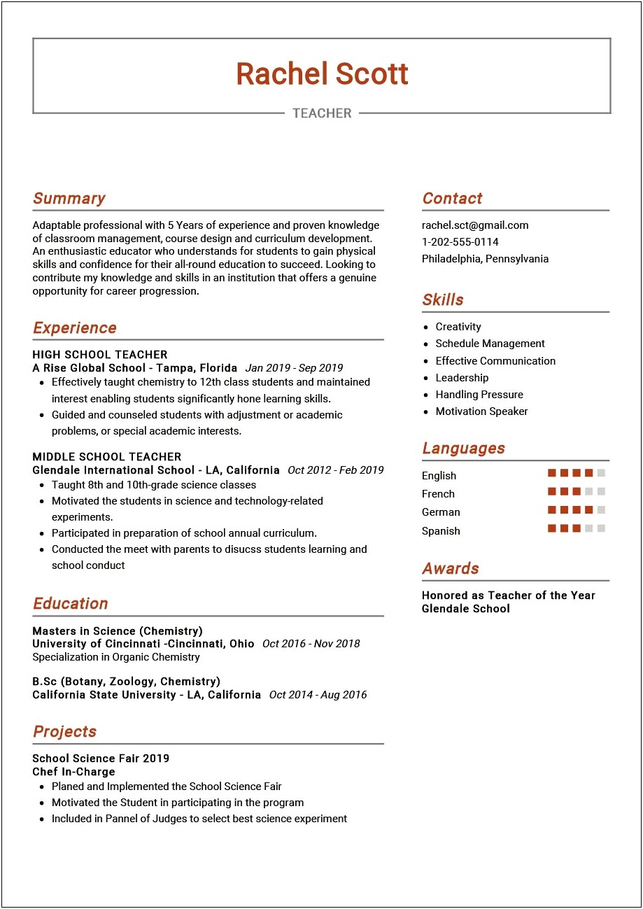 Skills And Interest In Resume Sample