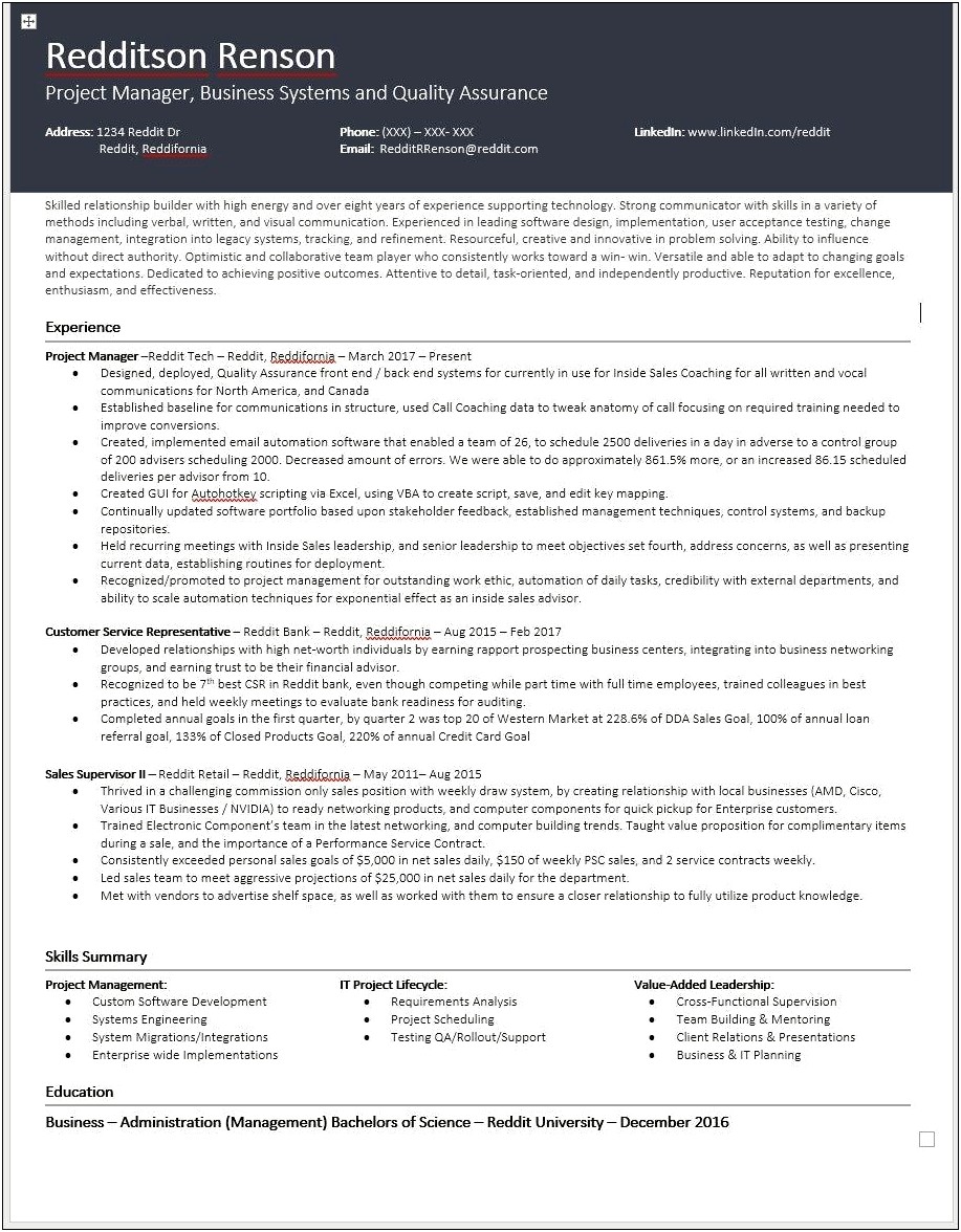Skills For A Project Manager On Resume