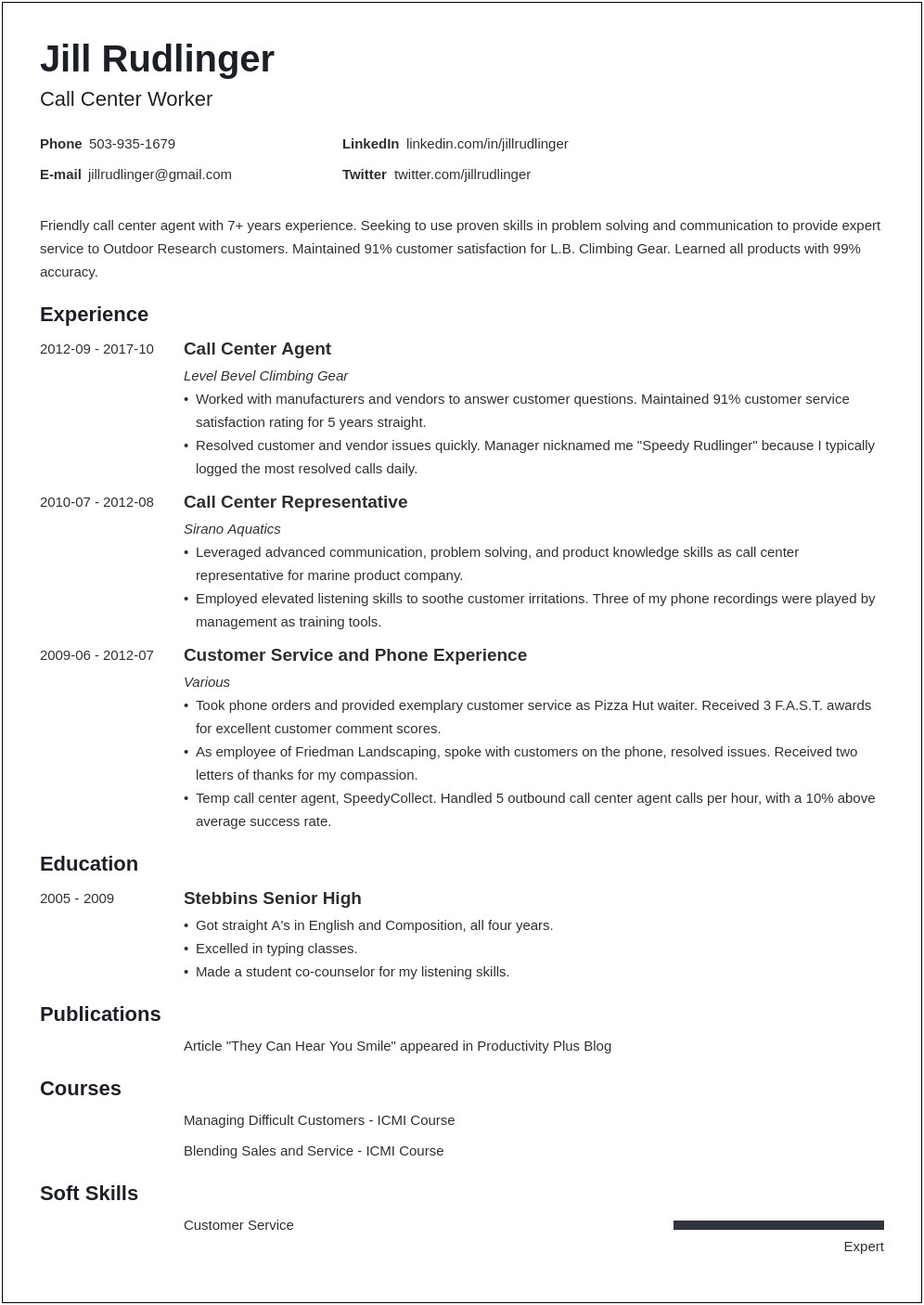 Skills From Call Center To Put On Resume