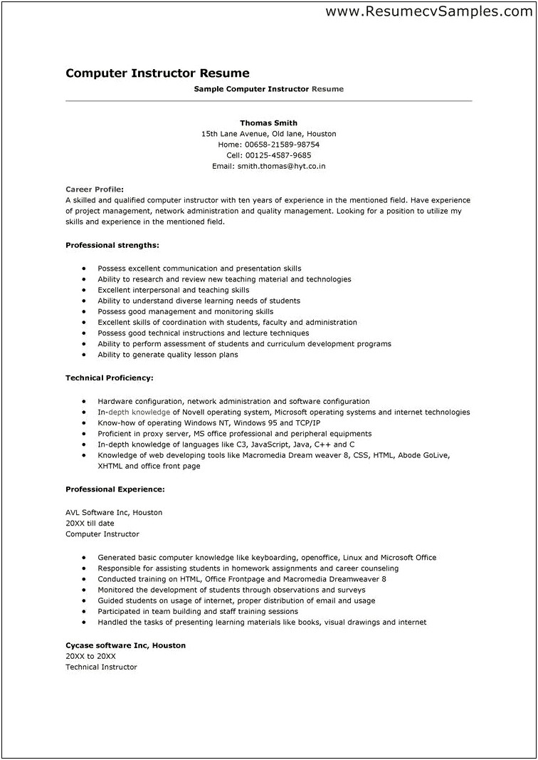 Skills In Resume For Computers Job