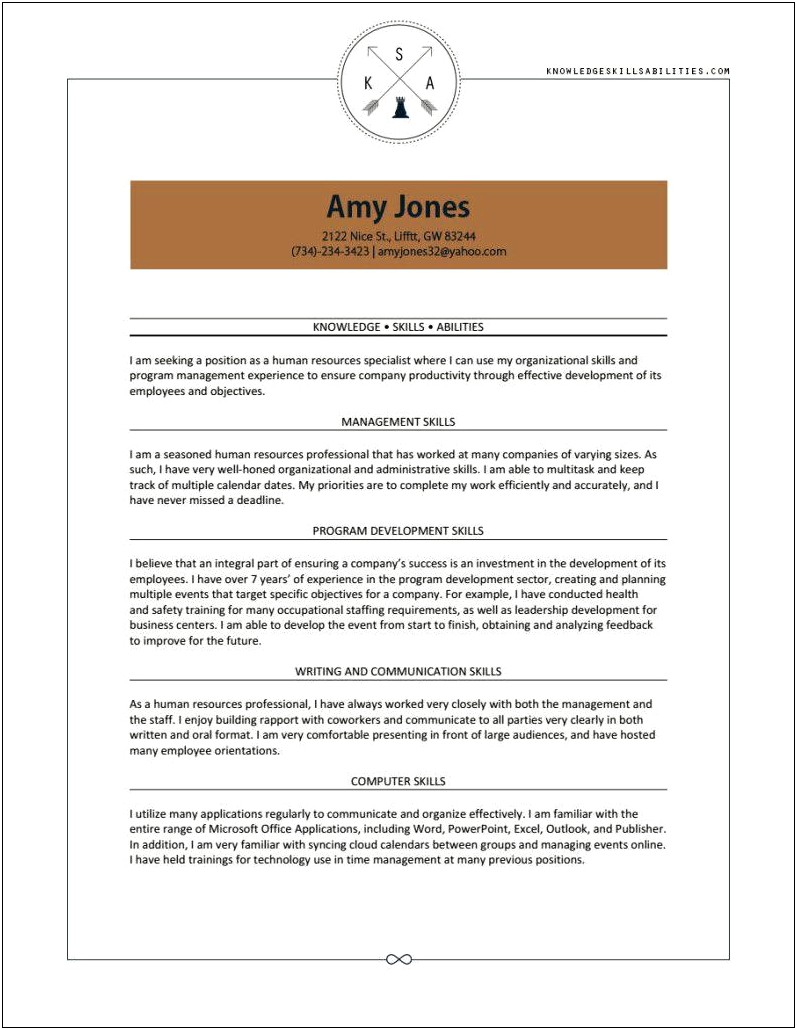 Skills Knowledge And Attributes Examples On Resume