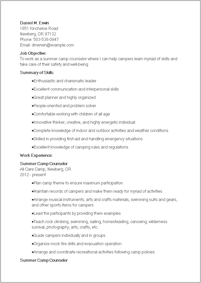 Skills Needed To Be A Counselor For Resume