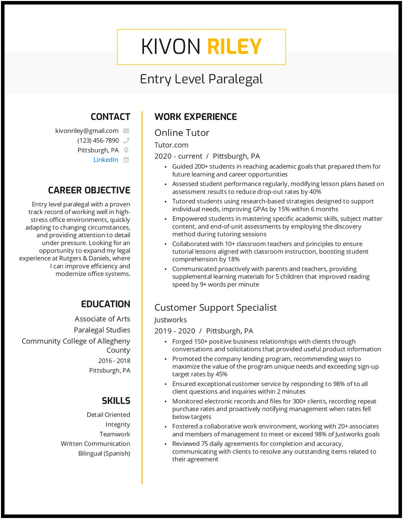 Skills Of A Paralegal For Resume