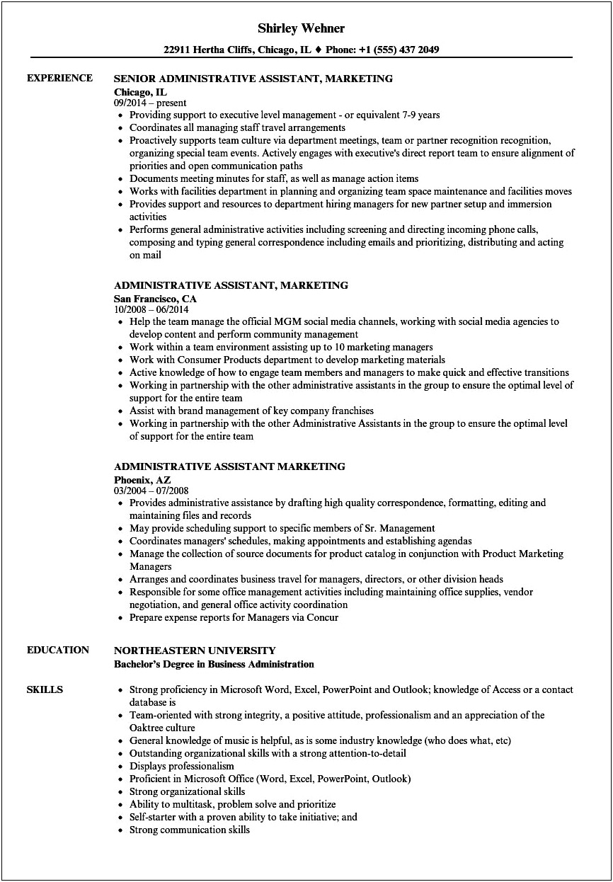 Skills On A Resume For Administrative Assistant