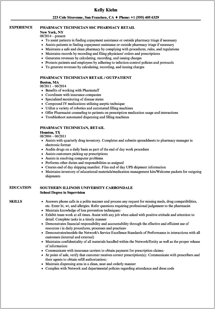 Skills To Include In A Pharmacy Technician Resume