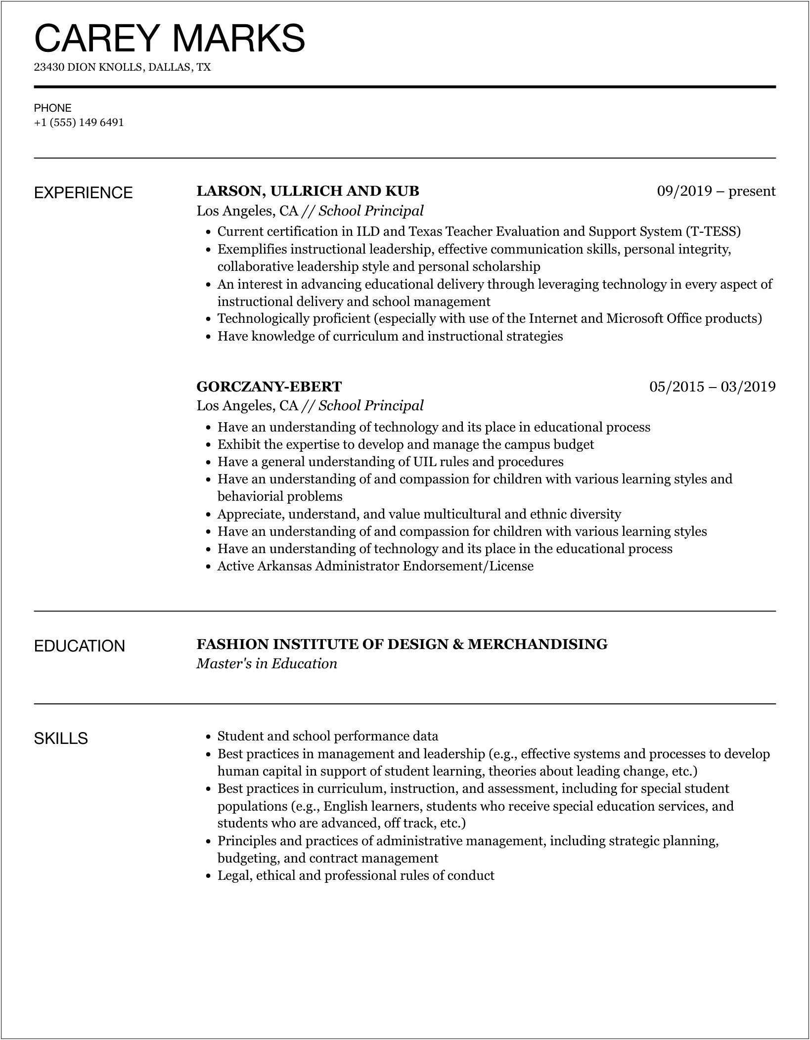 Skills To Include On Assistant Principal Resume