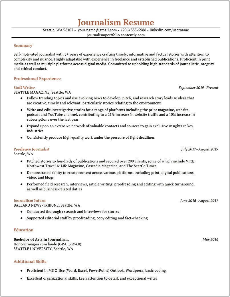 Skills To Include On Resume For Journalism