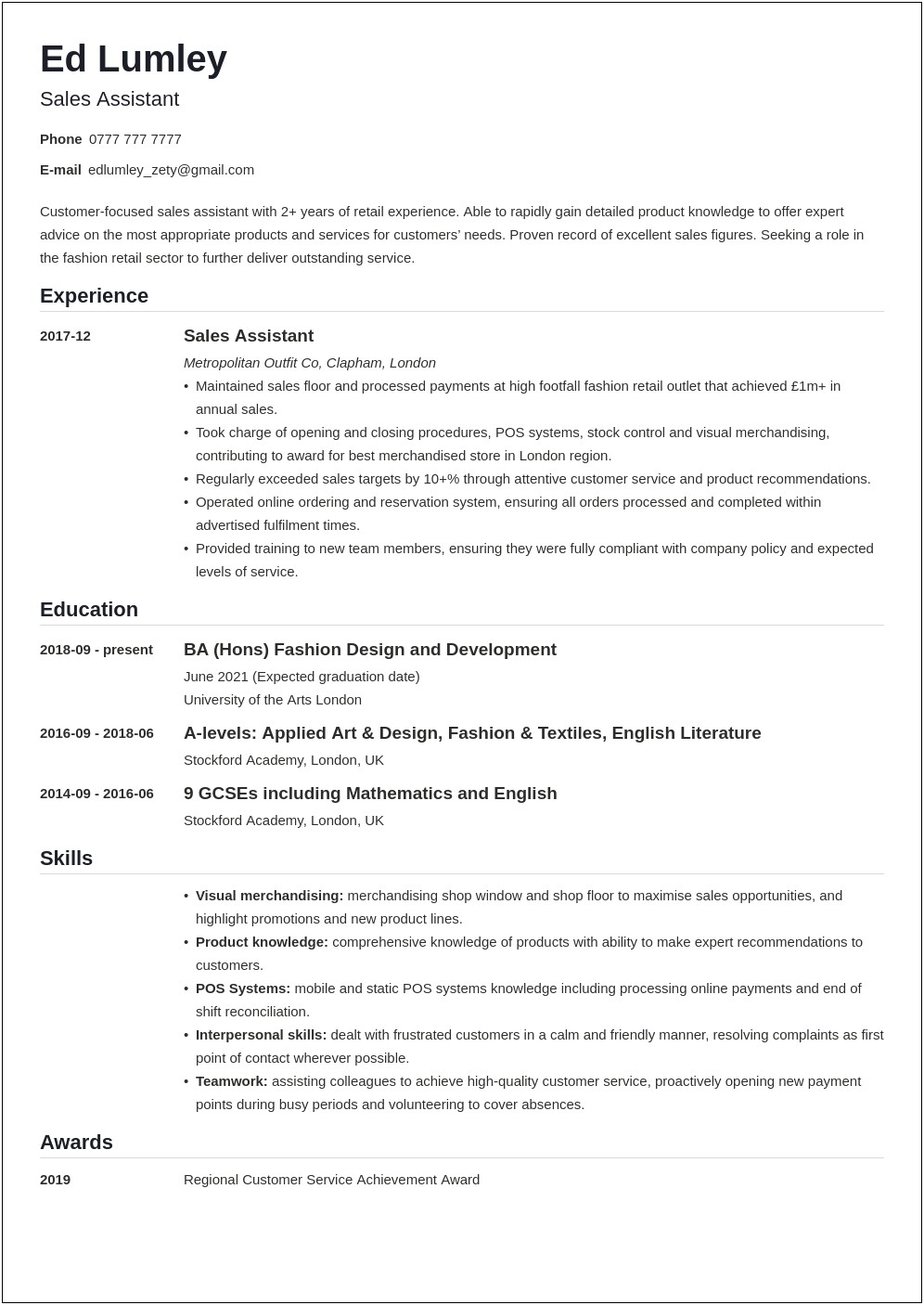 Skills To Include On Resume For Retail