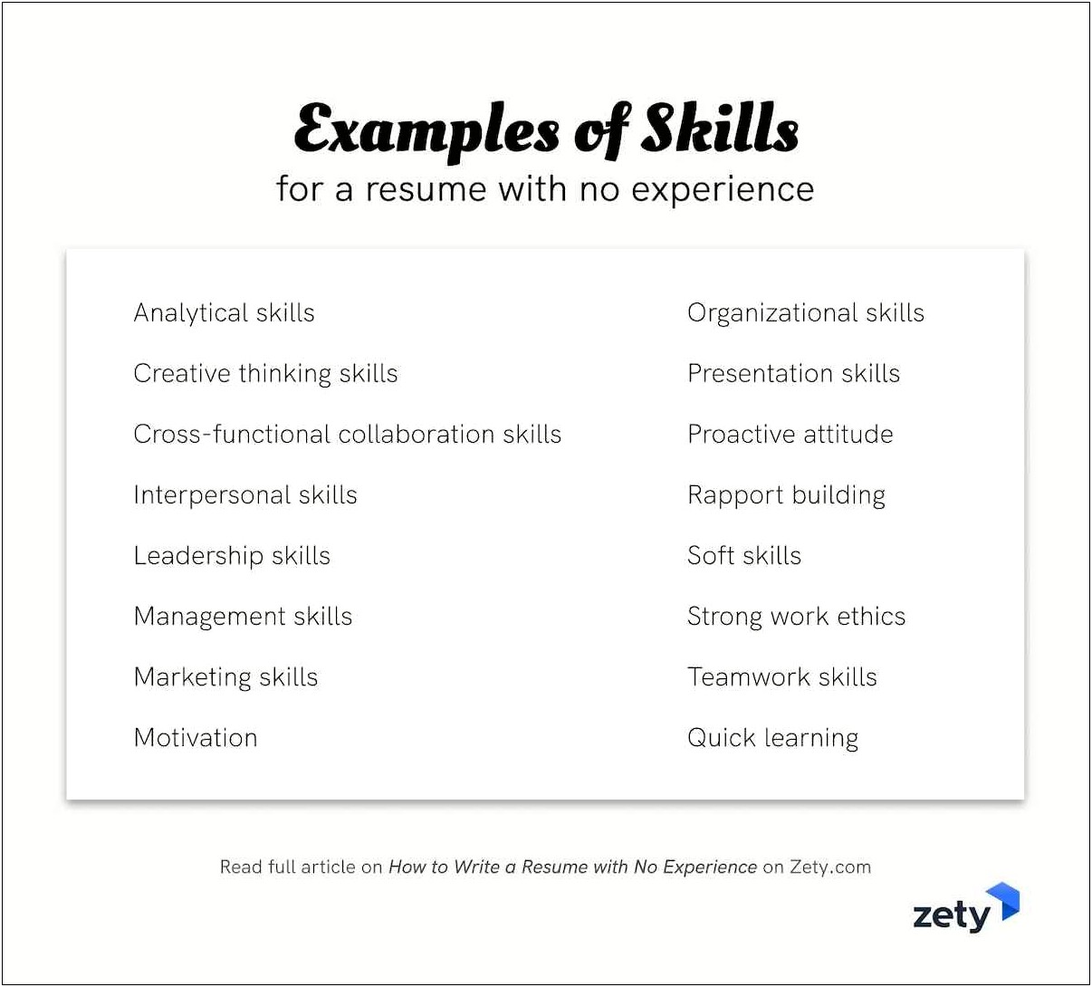 Skills To Include On Resume With No Skills