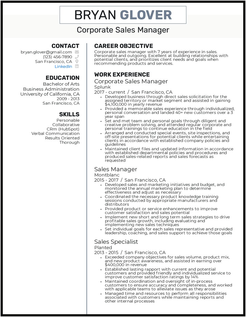 Skills To List For Sales Manager Resume