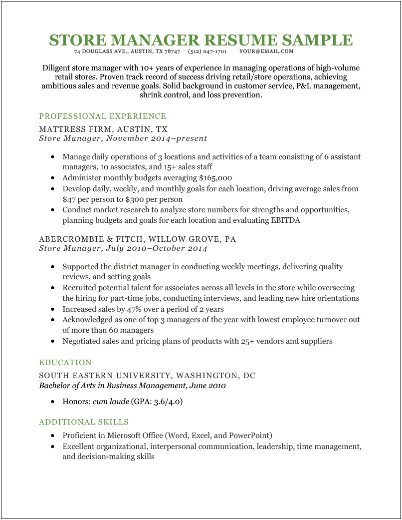 Skills To List On A Resume For Management
