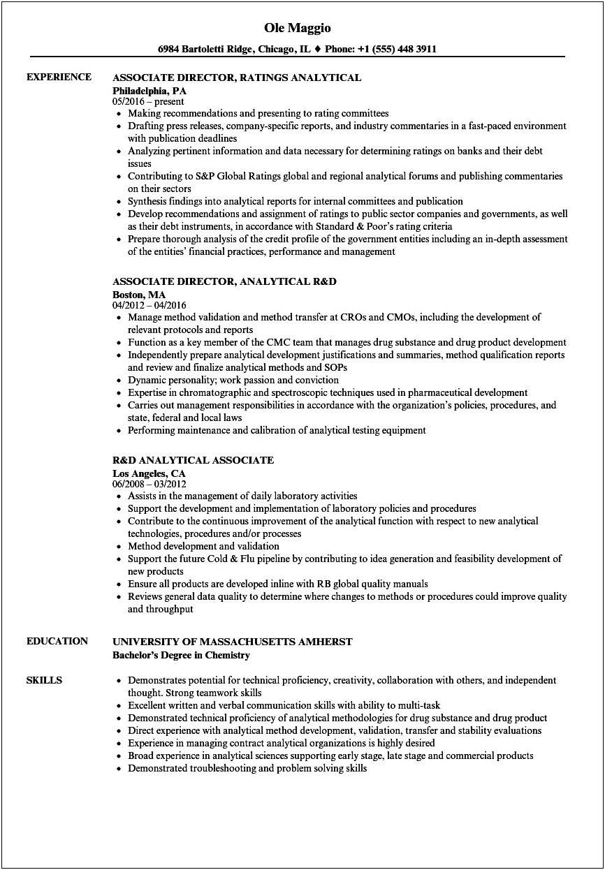 Skills To Put In Resume Analytical