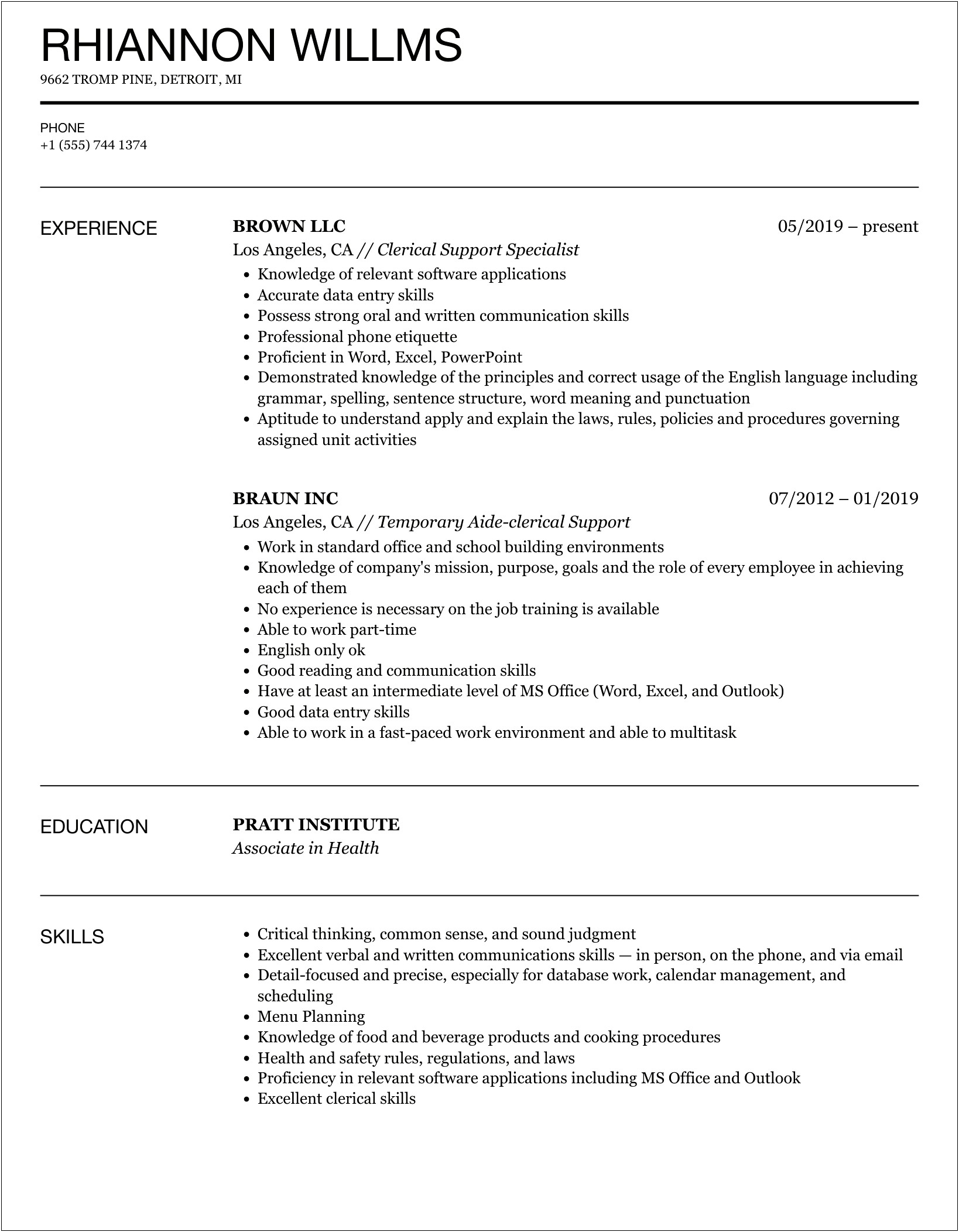 Skills To Put On A Resume For Clerical