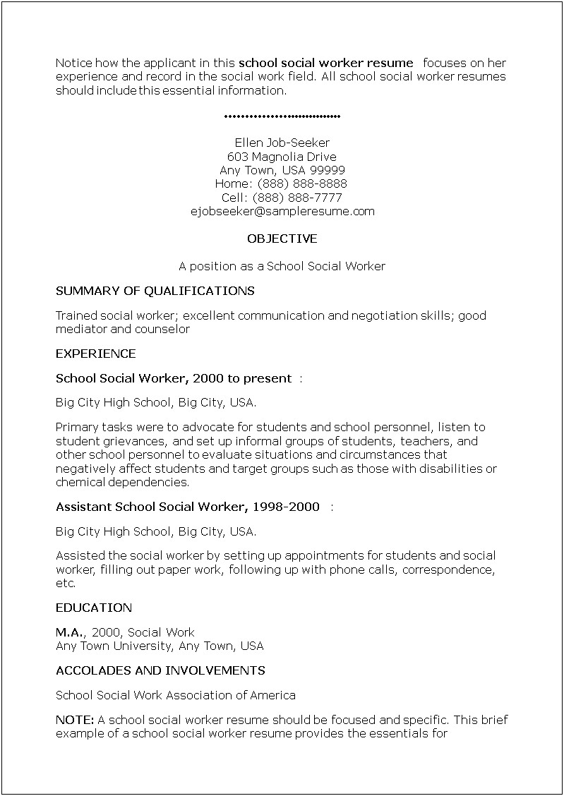 Smith College School Of Social Work Resume
