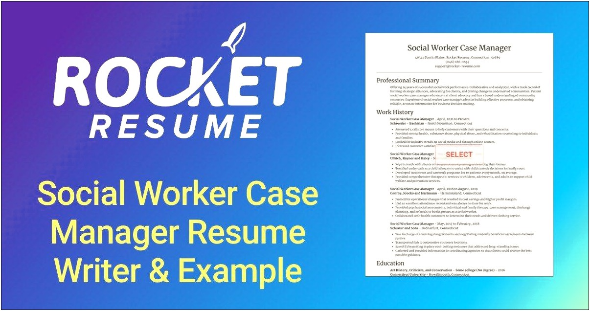 Social Work Case Manager Resume Samples