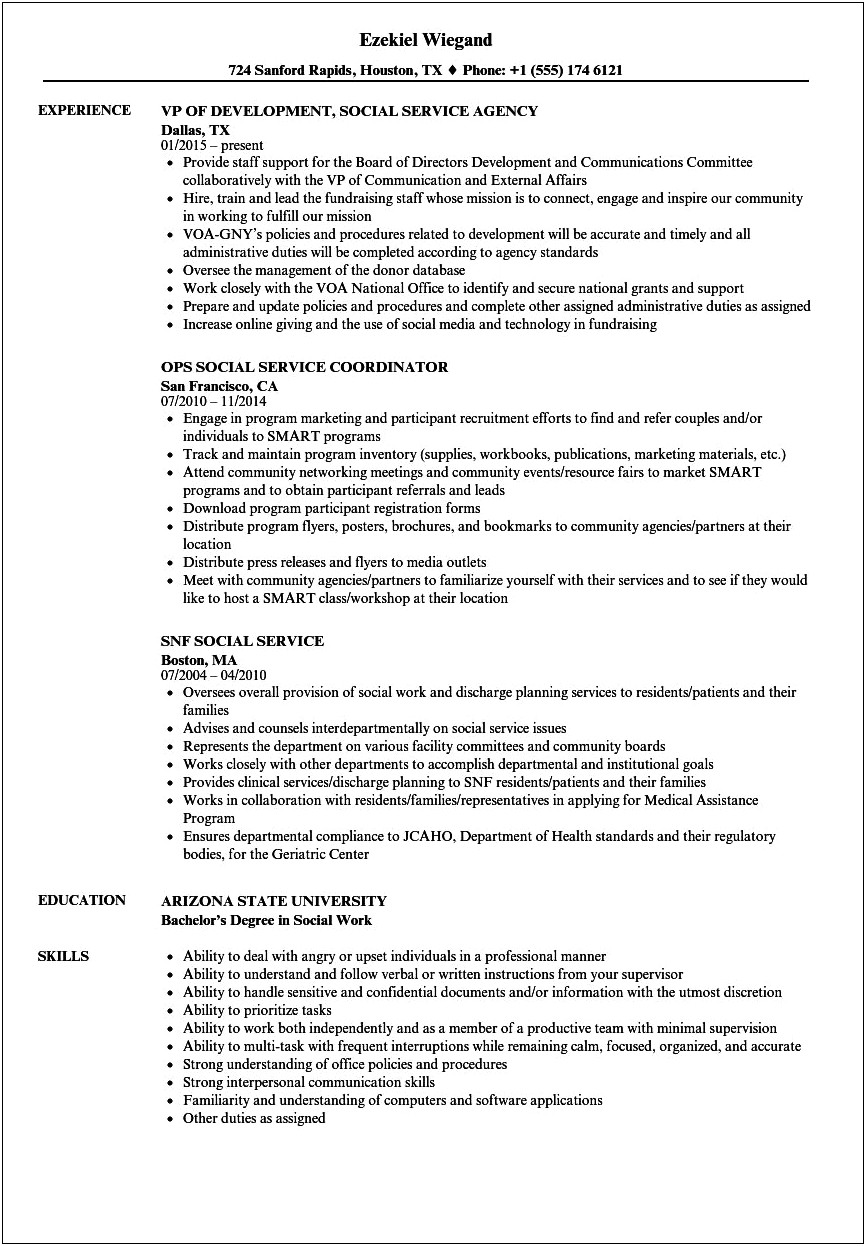 Social Work Summary Statements For Resumes