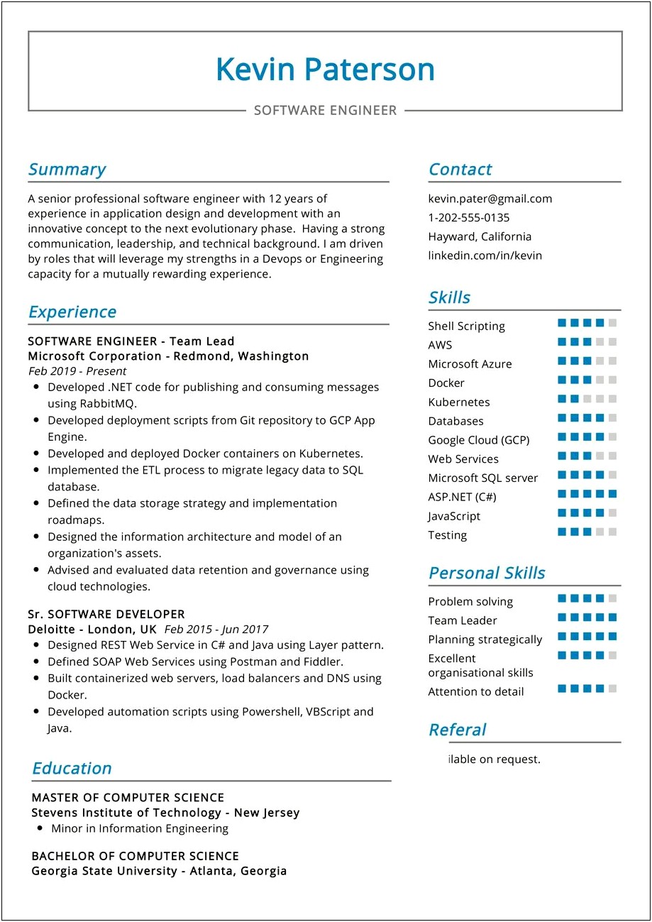 Software Developer Resume With Financial Experience