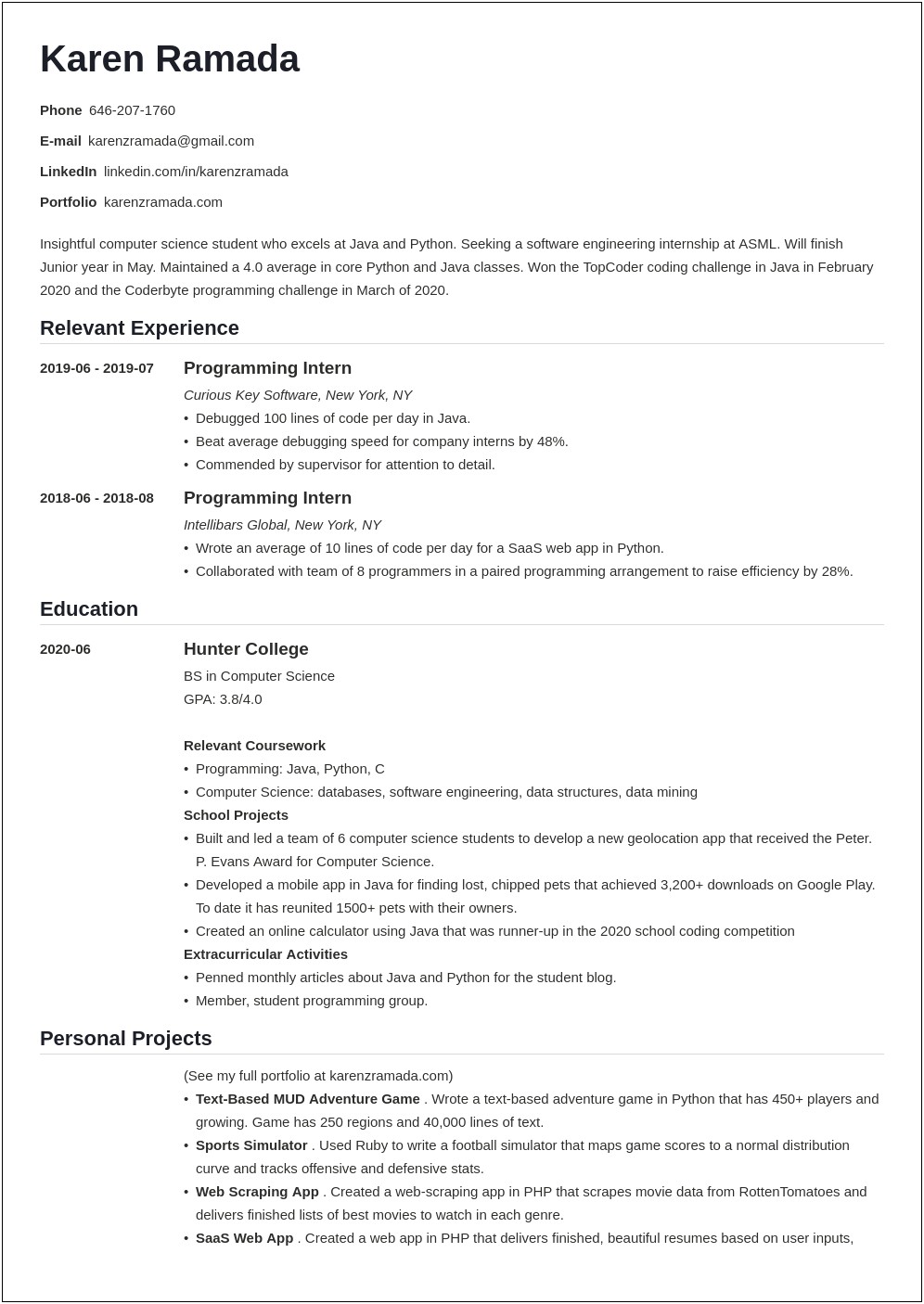 Software Engineer Fresher Resume Objective Examples