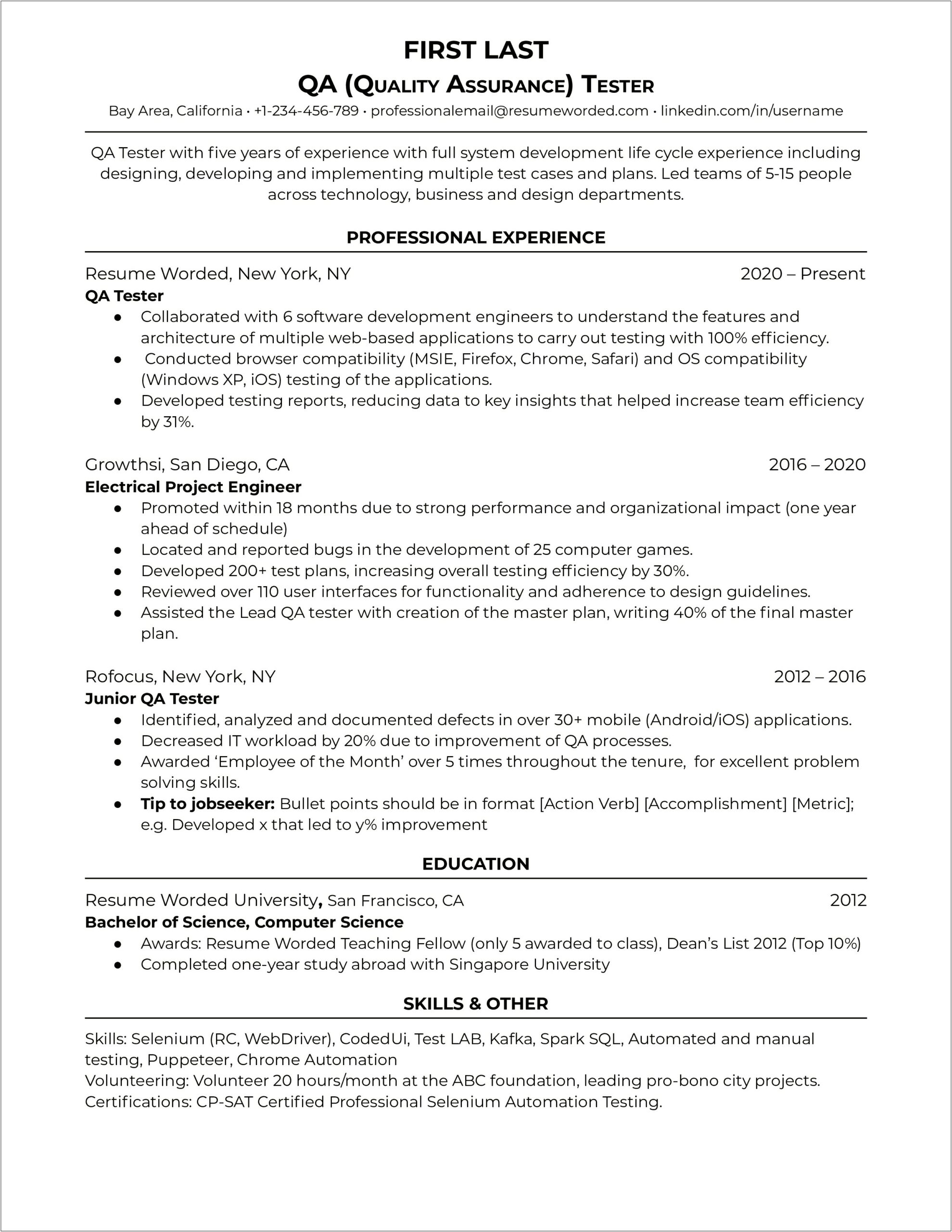 Software Testing Resume Samples 7 Years Experience