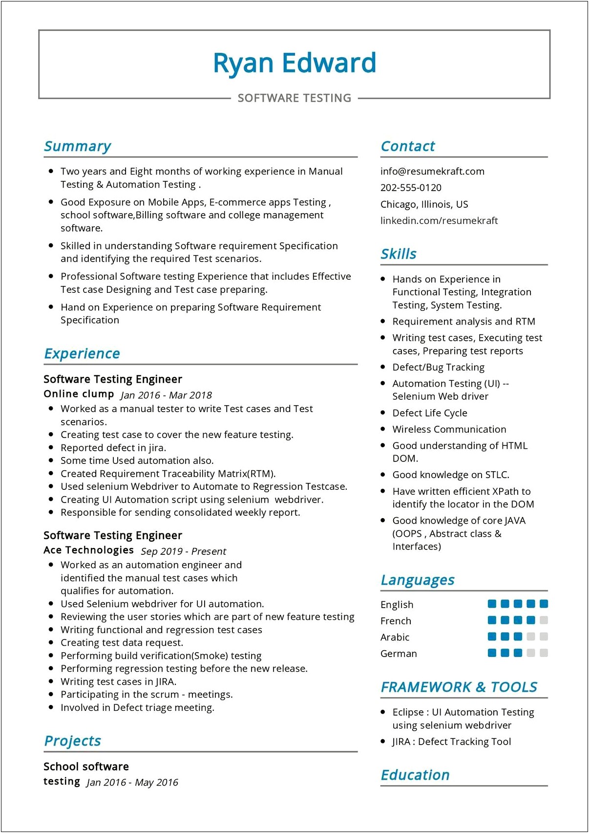 Software Testing Resume Samples For 6 Years Experience