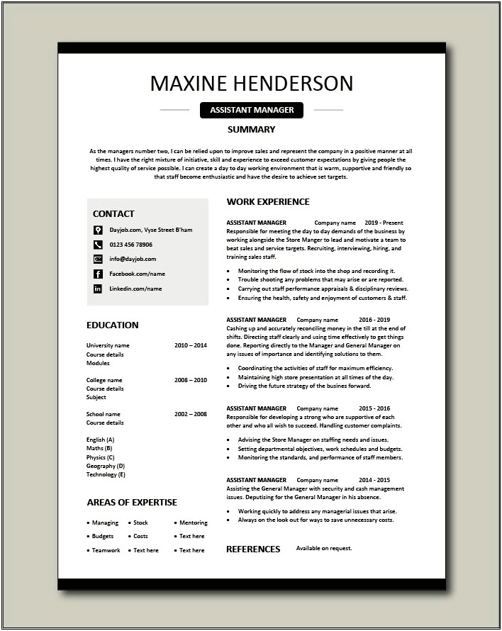 Soltions Manager Resume In Non Tech Company Specify