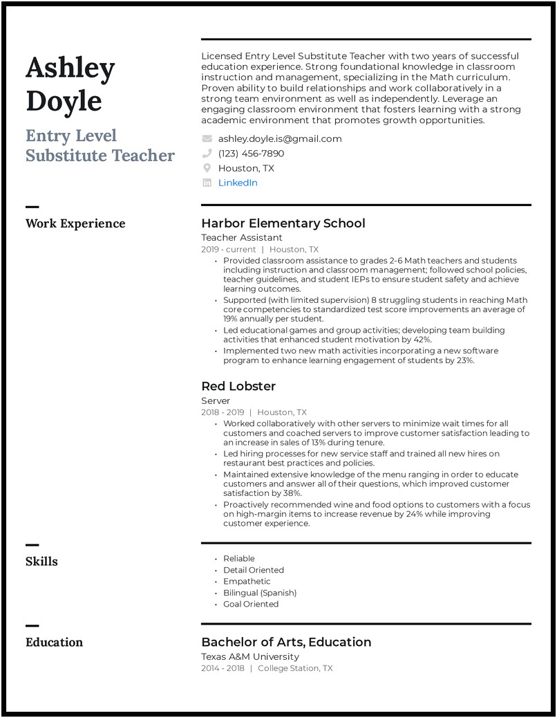 Special Education Assistant Job Description Resume
