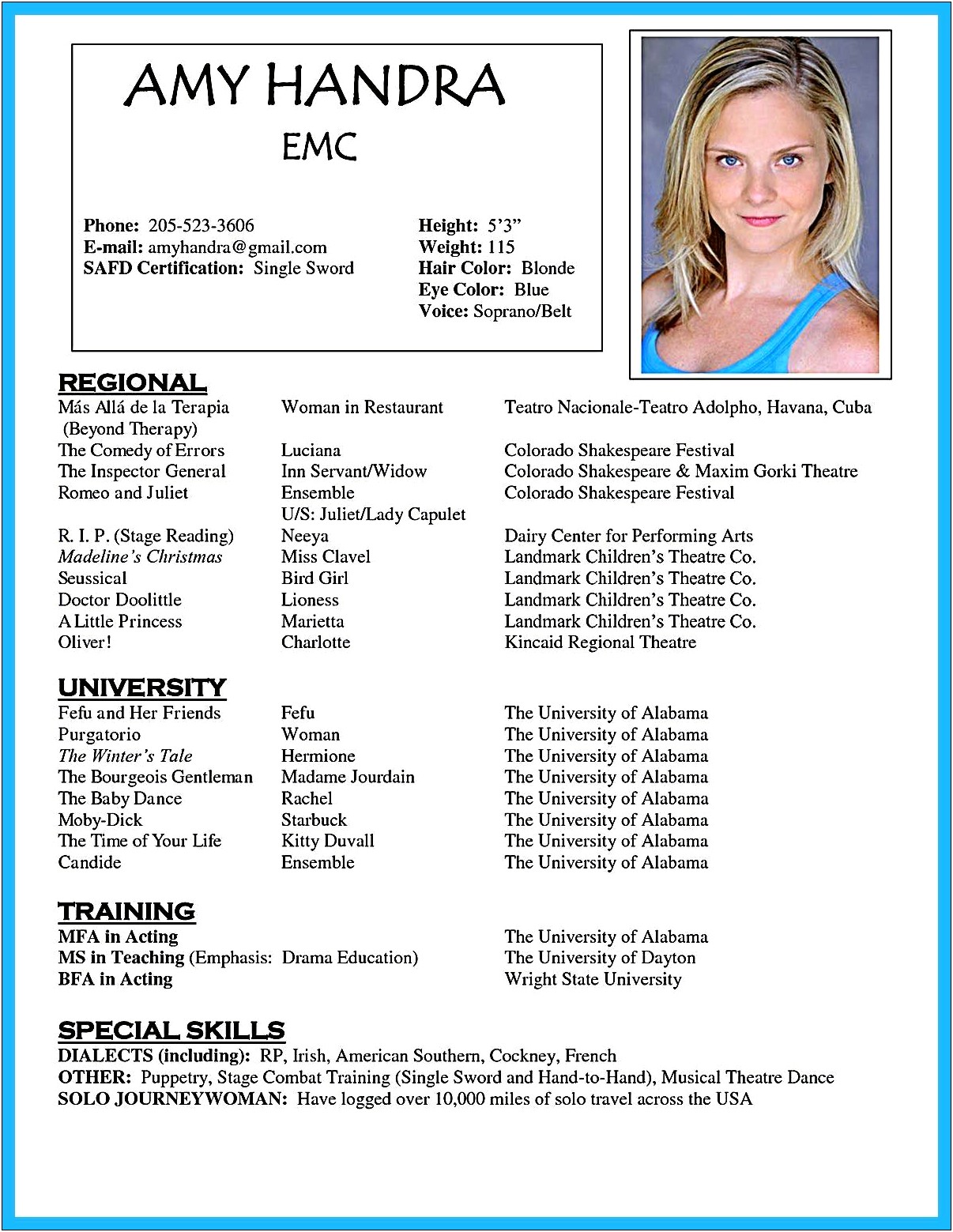 Special Skills To List On Acting Resume