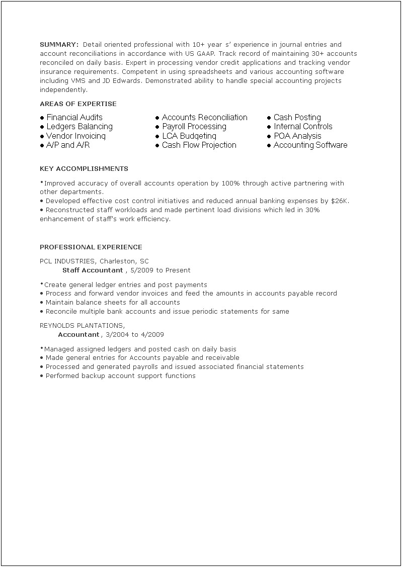Staff Accountant Resume Examples Accounts Payable