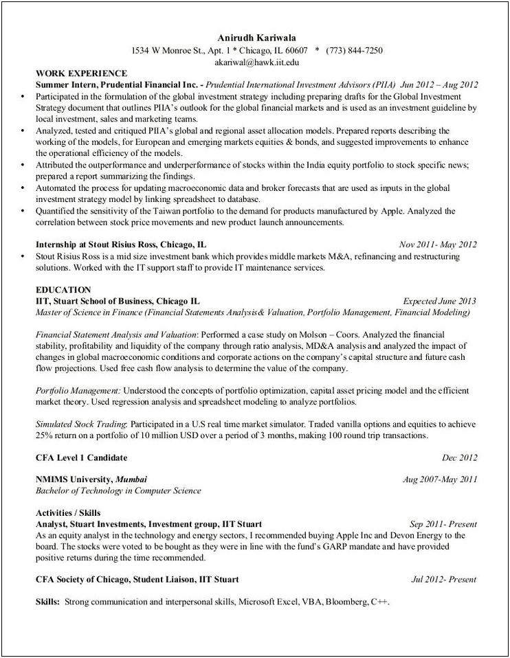 Star Resume Format Ross School Of Business