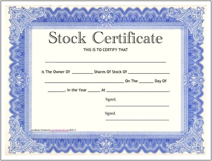Stock Certificate Template Free Sample Stock Certificaterocket Lawyer