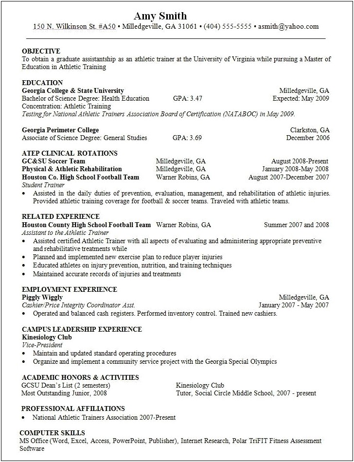 Strength And Conditioning Coach Resume Objectives