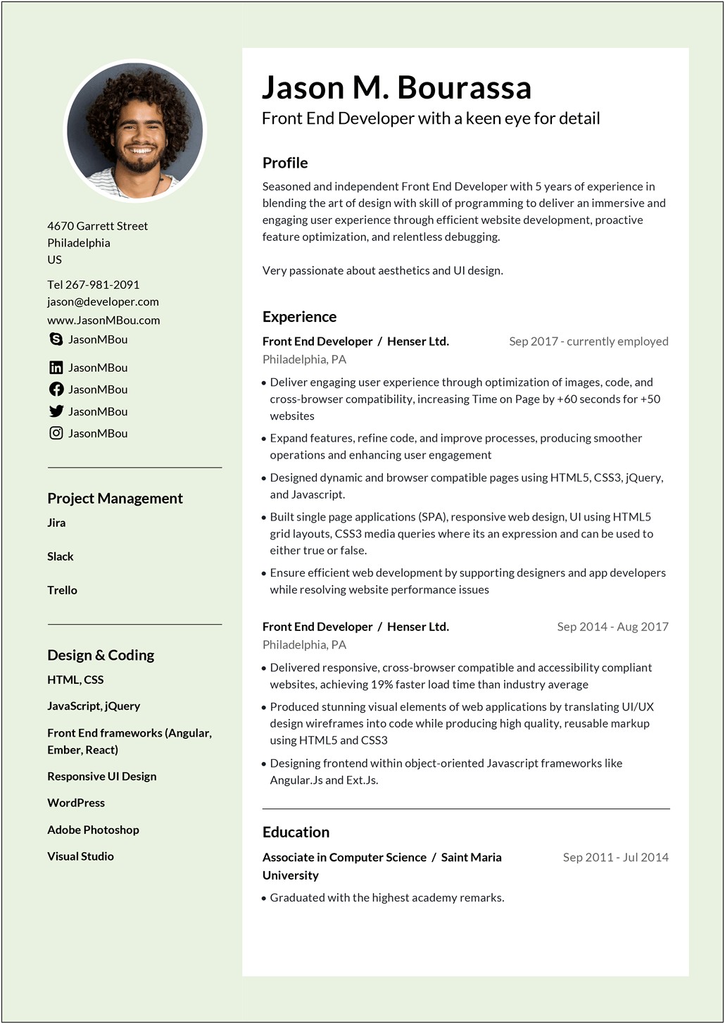 Strong Experience In Css Style Sheet Resume