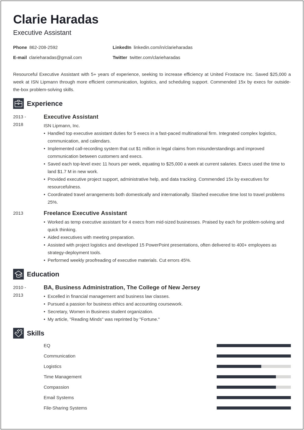 Strong Objective For Executive Assistant For A Resume
