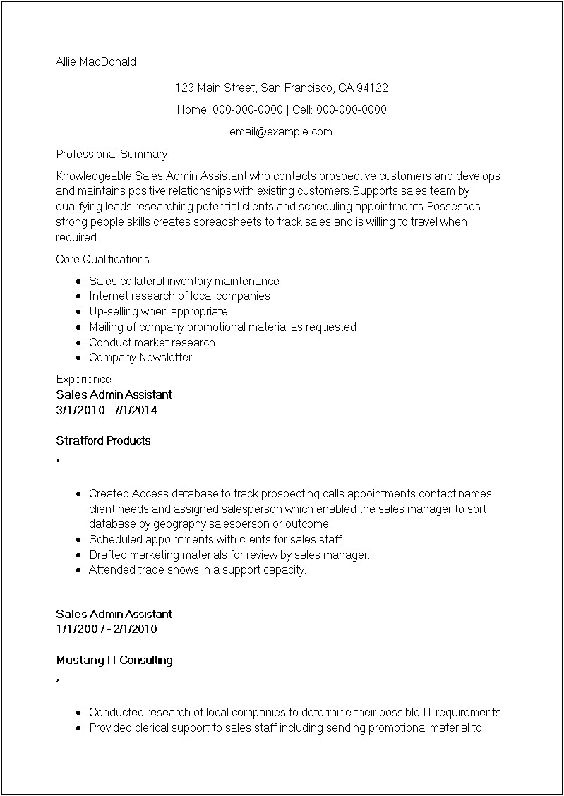 Strong Sales Executive Professional Summary For Resume