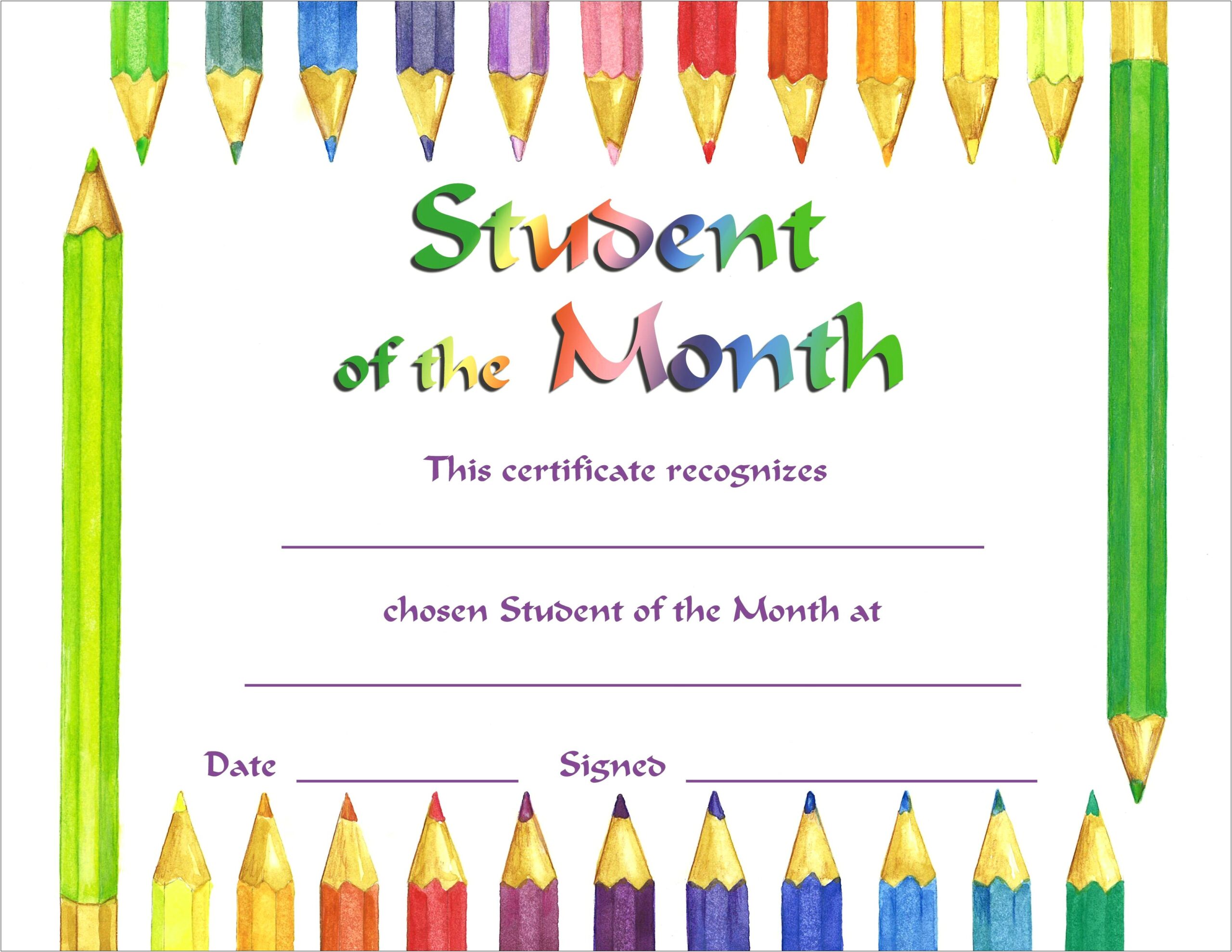 Student Of The Month Certificate Free Template