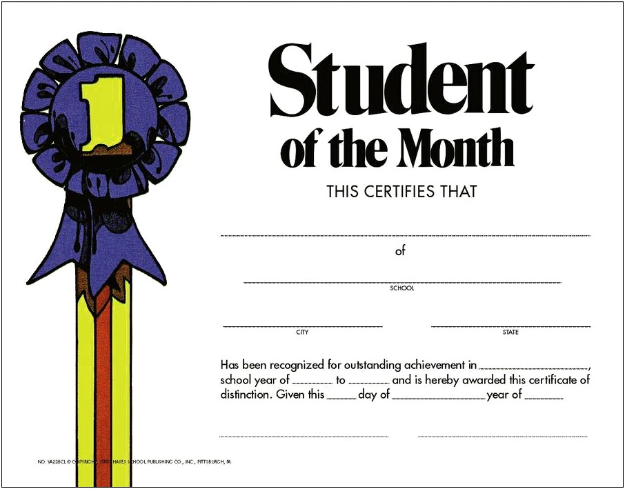 Student Of The Month Template Certificate Free