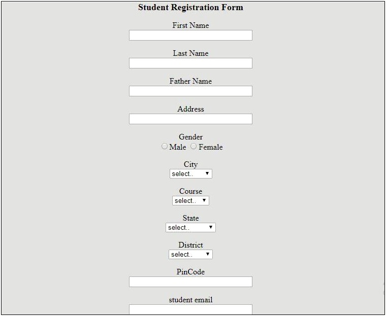 Student Registration Form Css Template Free Download