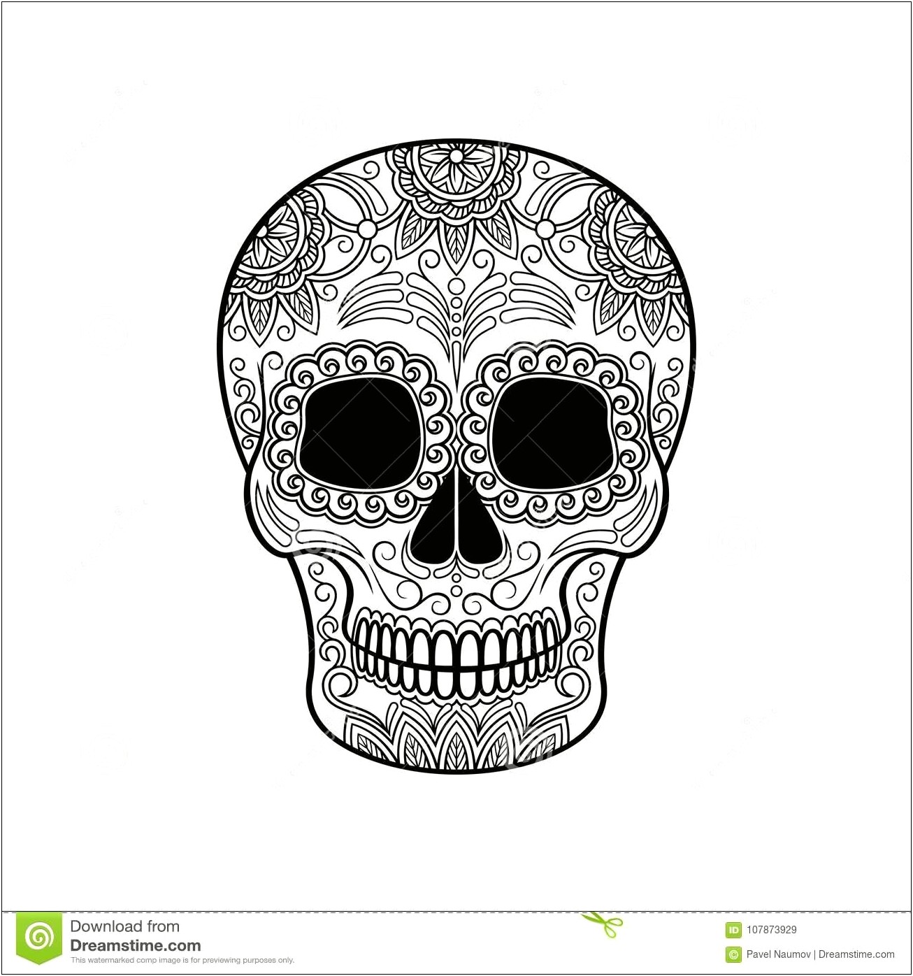 Sugar Skull Design Template Royalty Free Vector Tattoo