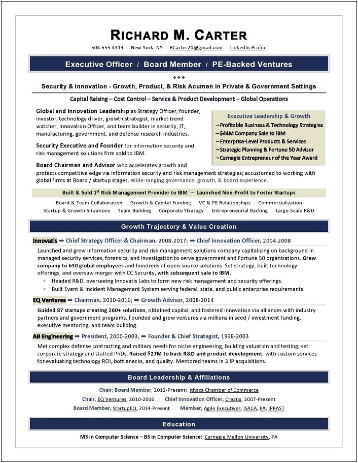 Summarizing Board Experience For A Resume