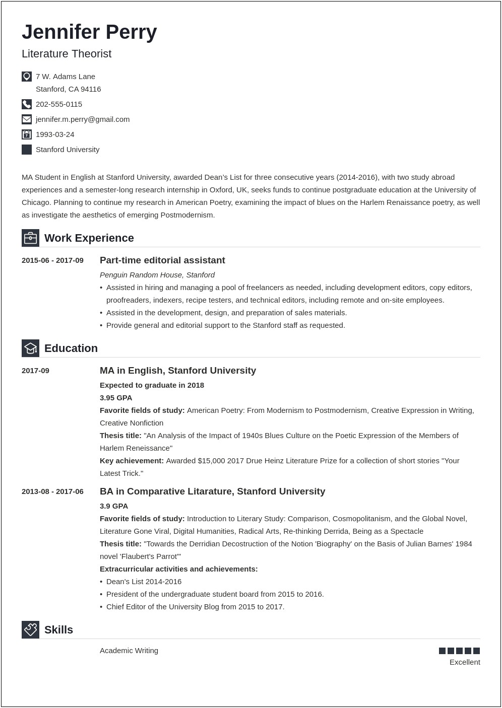 Summary And Goals Section In Resume