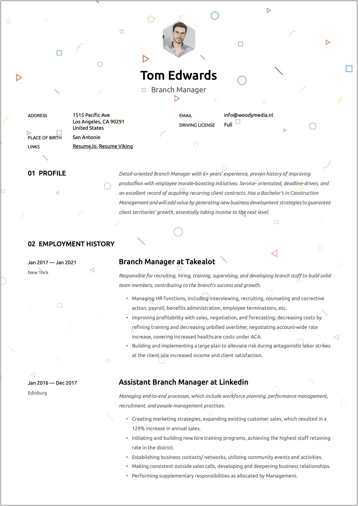 Summary Examples For Resume In Branch Manager