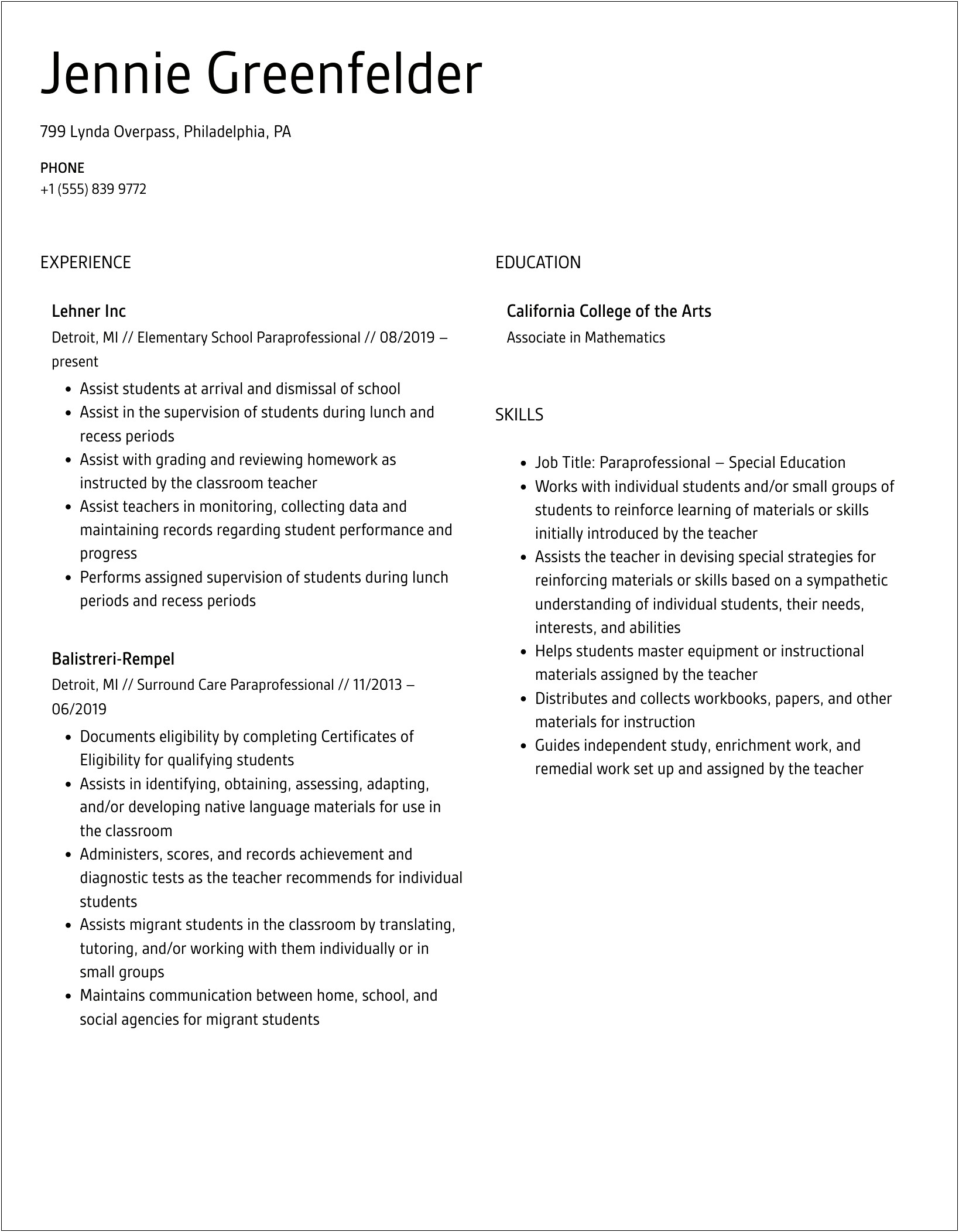 Summary For A Hq Paraprofessional Resume