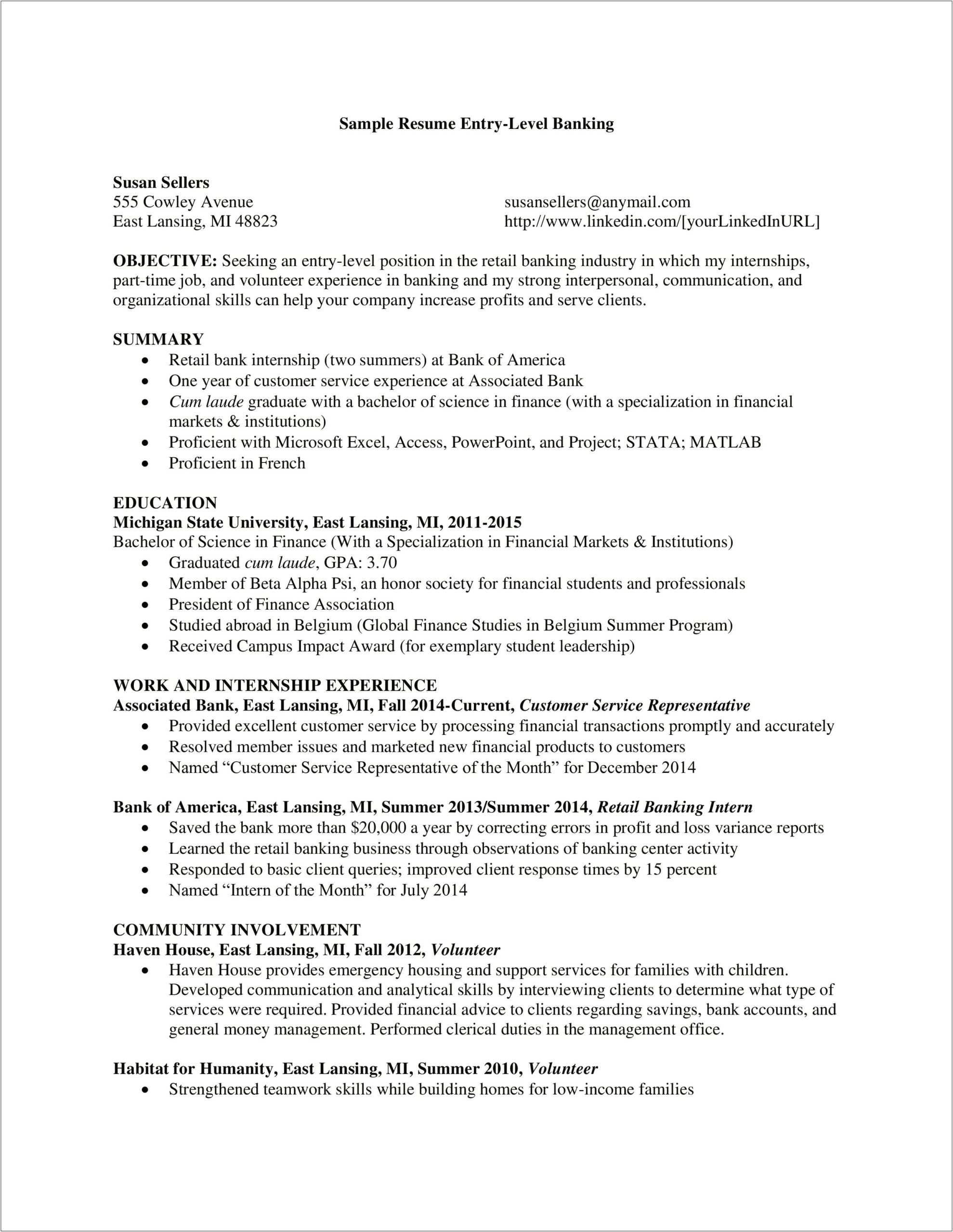 Summary For Resume It Entry Level