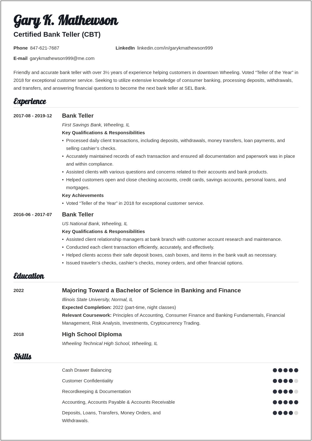 Summary Ideas For Resumes As A Cashier