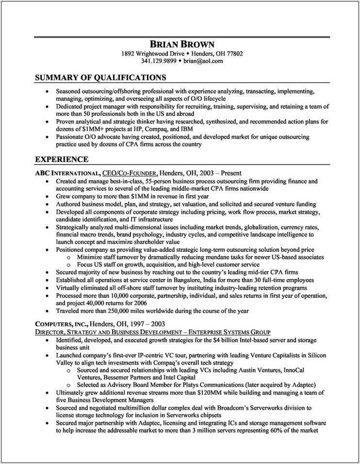 Summary Of Qualifications Examples On Resume