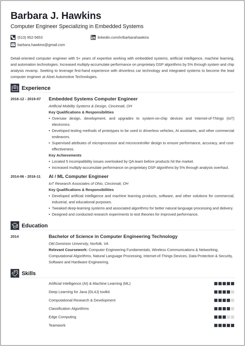 Summary Of Qualifications In Resume Engineering