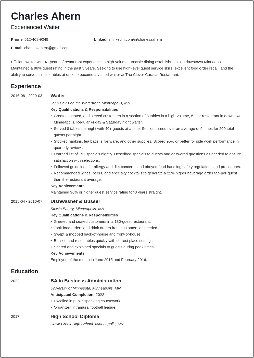 Summary Of Qualifications On A Resume Examples