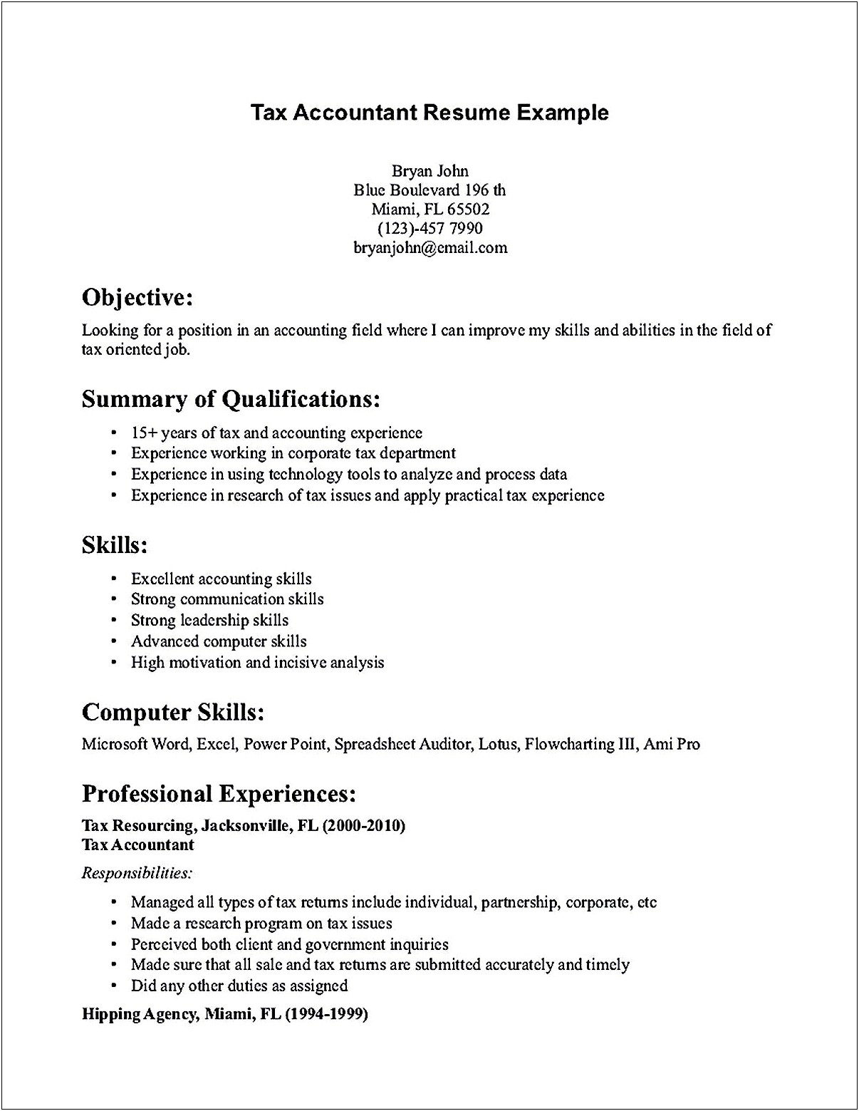 Summary Of Qualifications On Resume Accounting